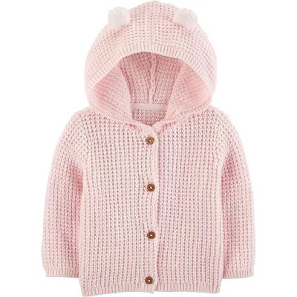 NEW Carter’s Pink Knit Hooded Cardigan 12M